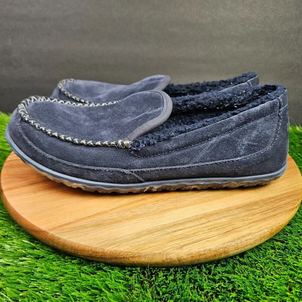 LL Bean Men's Blue Suede Fleece Lined‎ Mountain Moccasin Slippers Size 9 M